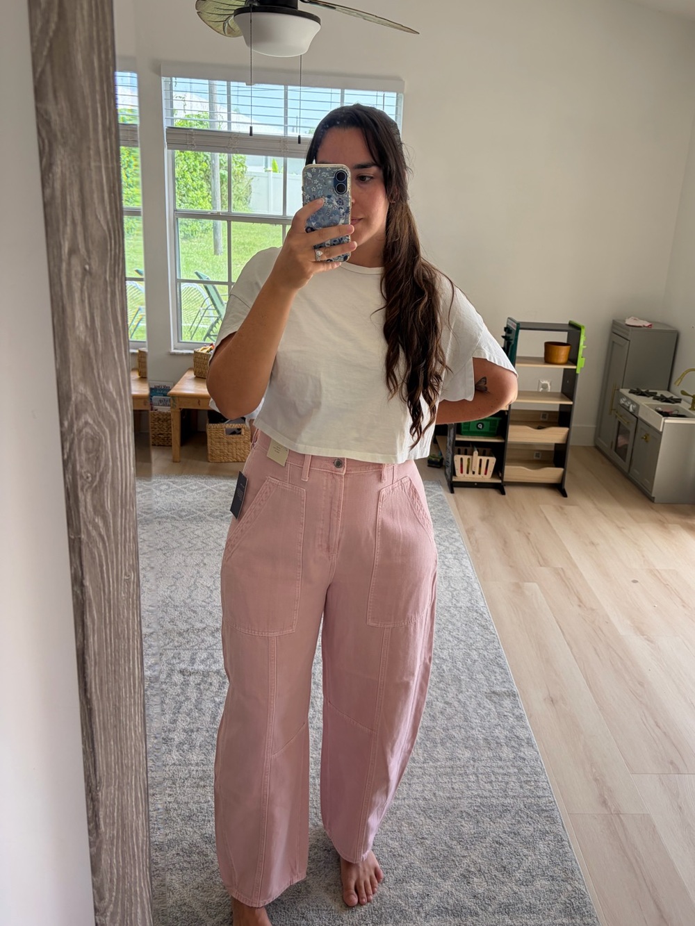 Pink Easy Barrel - Slim Hip & High Rise Jean Pant